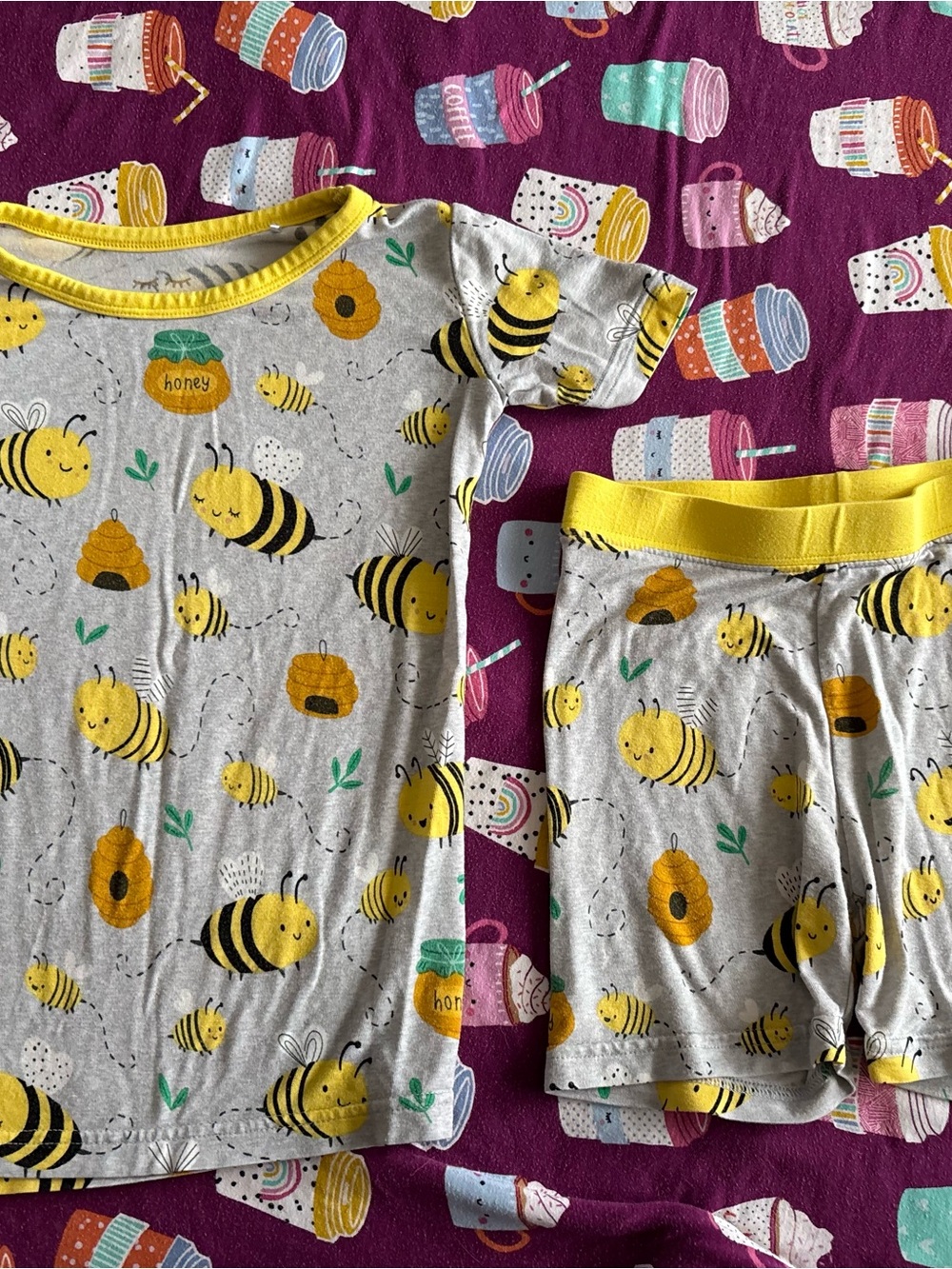 Little Sleepies Gray Bee Print Pajama Set